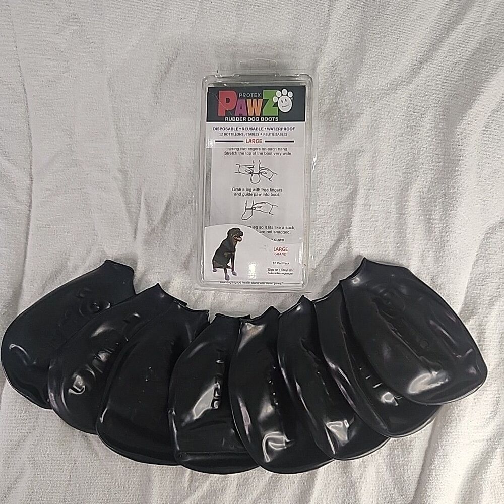 Pawz Rubber Dog Shoes Wound Relief Re-usable Size Large 3"-4" (8 In Package) New